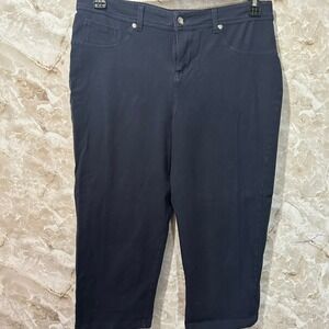 Women with Control Cropped Pants Knit Denim‎ Pull On Medium (10-12)